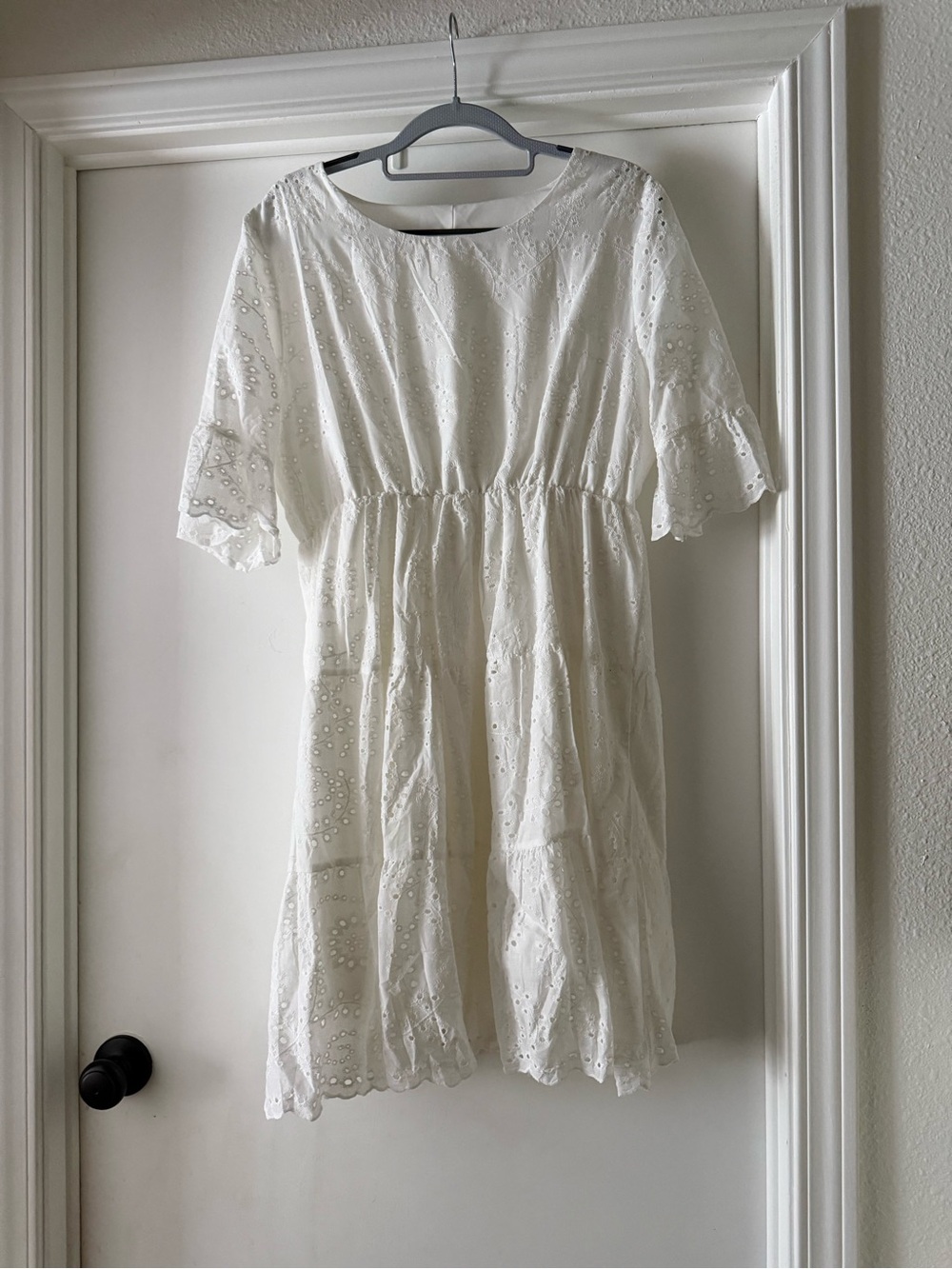 White Eyelet Short Sleeve Dress